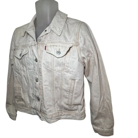 Levi’s Women Stone washed beige Cotton Denim Original Trucker Jacket NWT Large - Picture 3 of 12